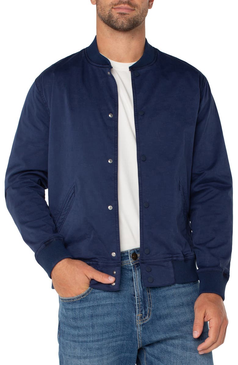 Liverpool Los Angeles Snap Closure Bomber Jacket, Main, color, Midnight