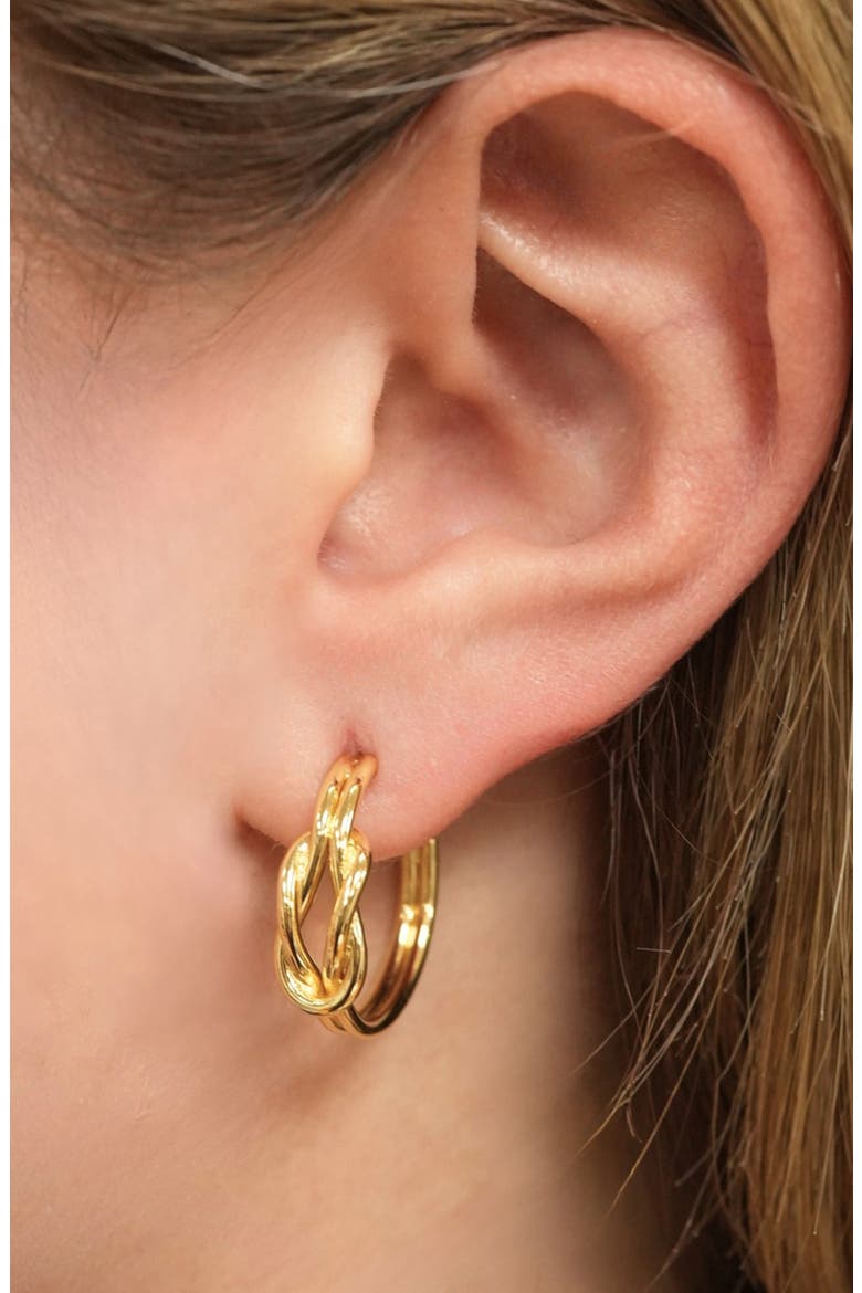 Love Knot Hoop Earrings, Alternate, color, GOLD