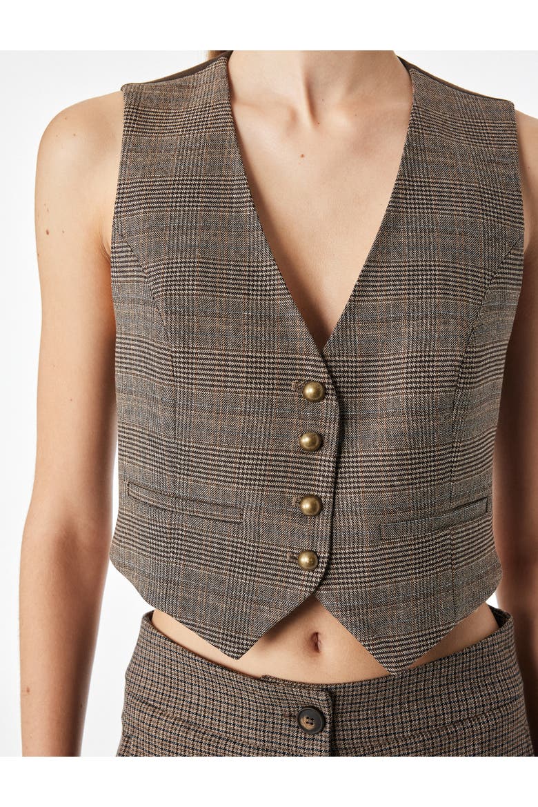 Sleeveless Classic Vest, Alternate, color, BROWN CHECK
