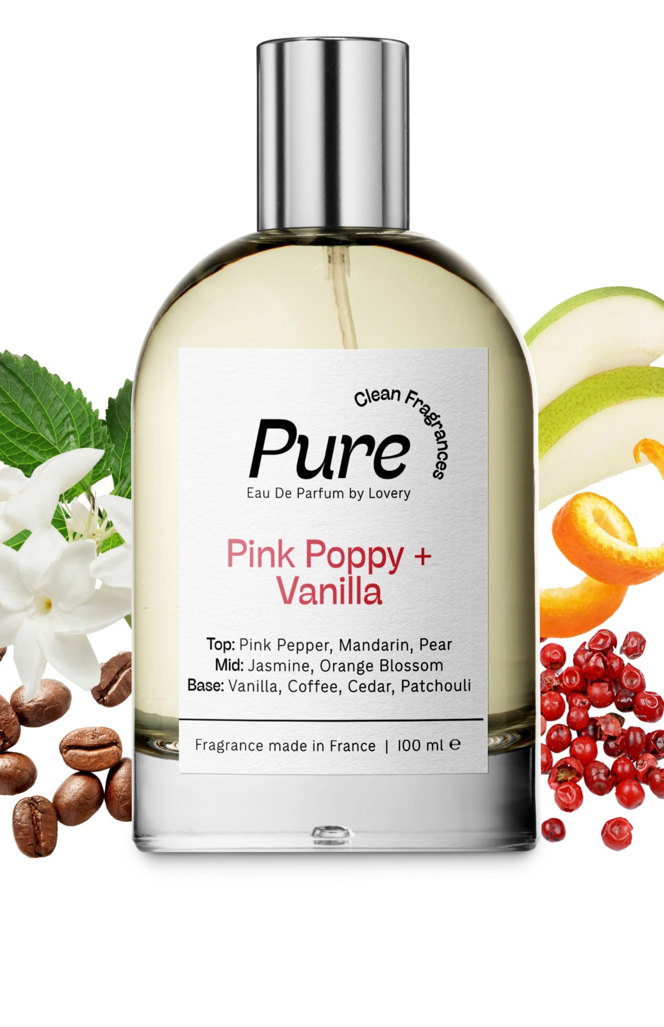 Lovery Pure Pink Poppy and Vanilla Eau de Parfum Spray, Made in France, 3.4 oz in Silver, White, Cream, Black at Nordstrom