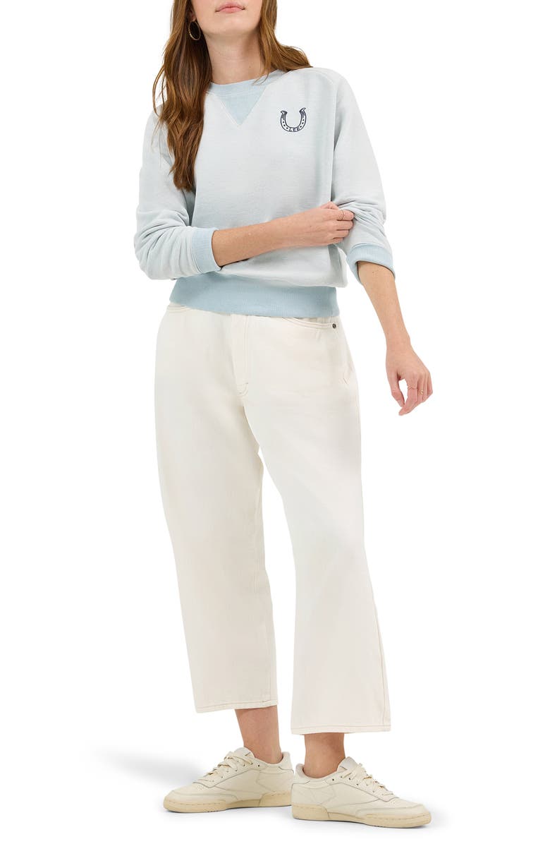 Lee Horsehoe Logo Raglan Sleeve Cotton Blend Sweatshirt, Alternate, color, Dewy/ Embroidery