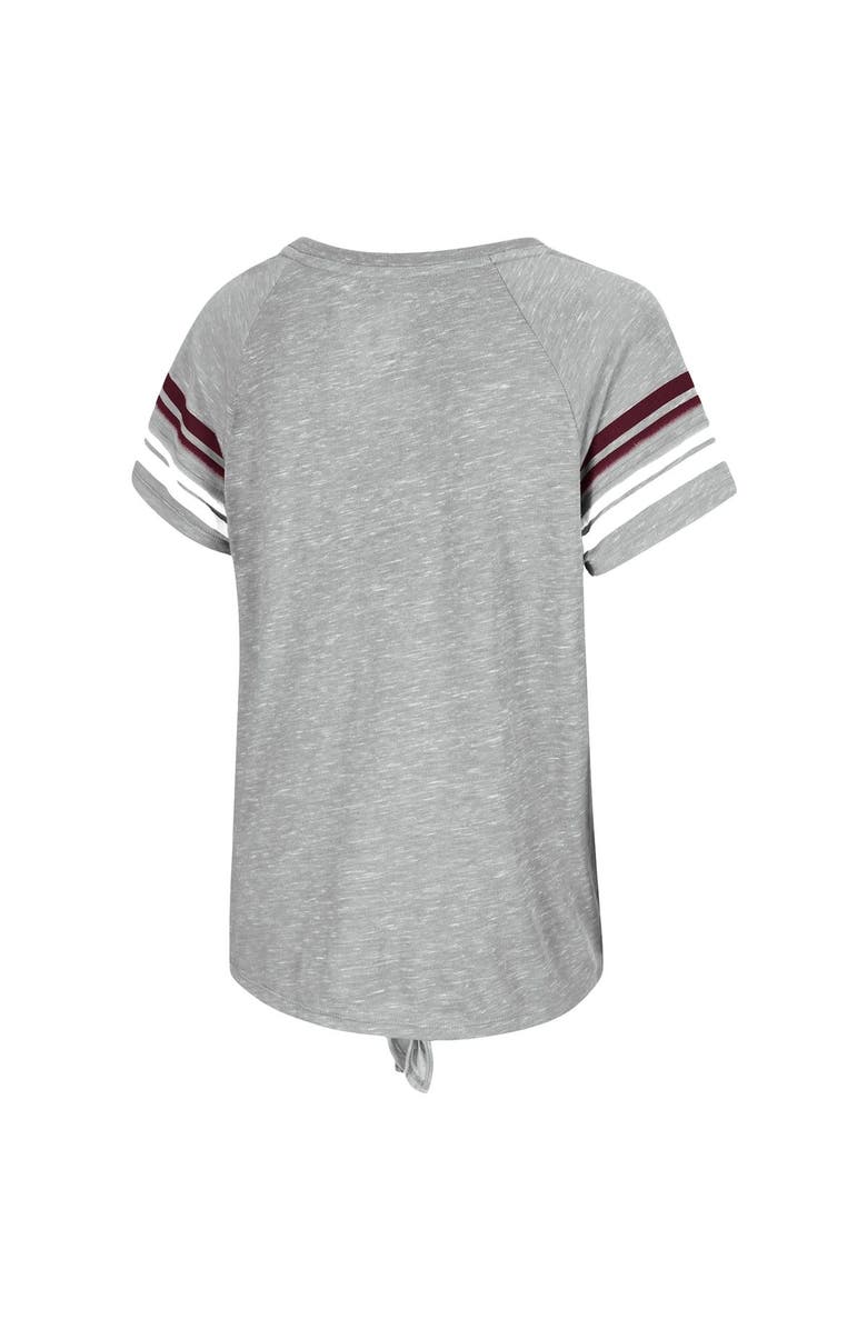 COLOSSEUM Women's Colosseum Heathered Gray Texas A&M Aggies Boo You Knotted Raglan T-Shirt, Alternate, color, Heather Gray