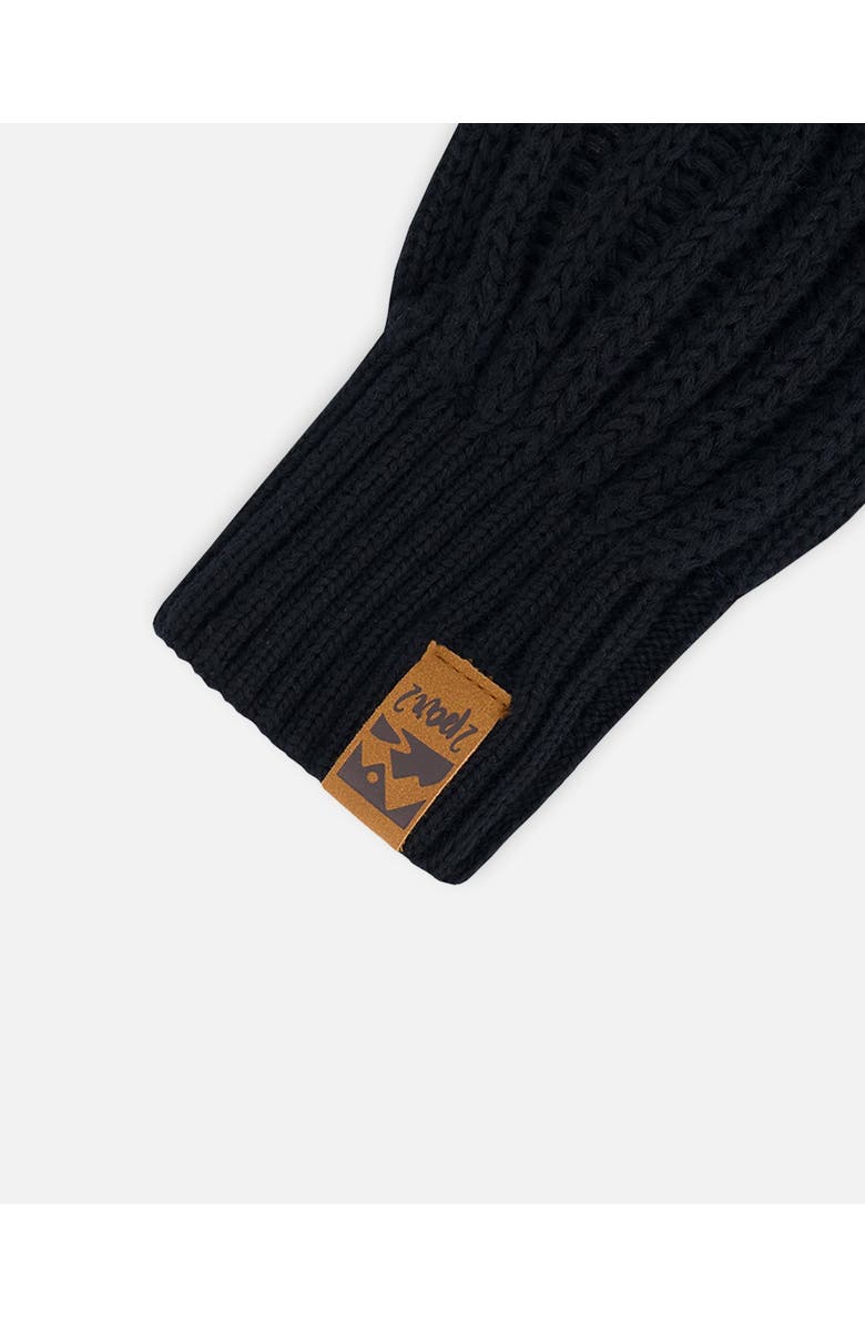 Deux par Deux Kids Unisex Knit Mittens Black, Alternate, color, 