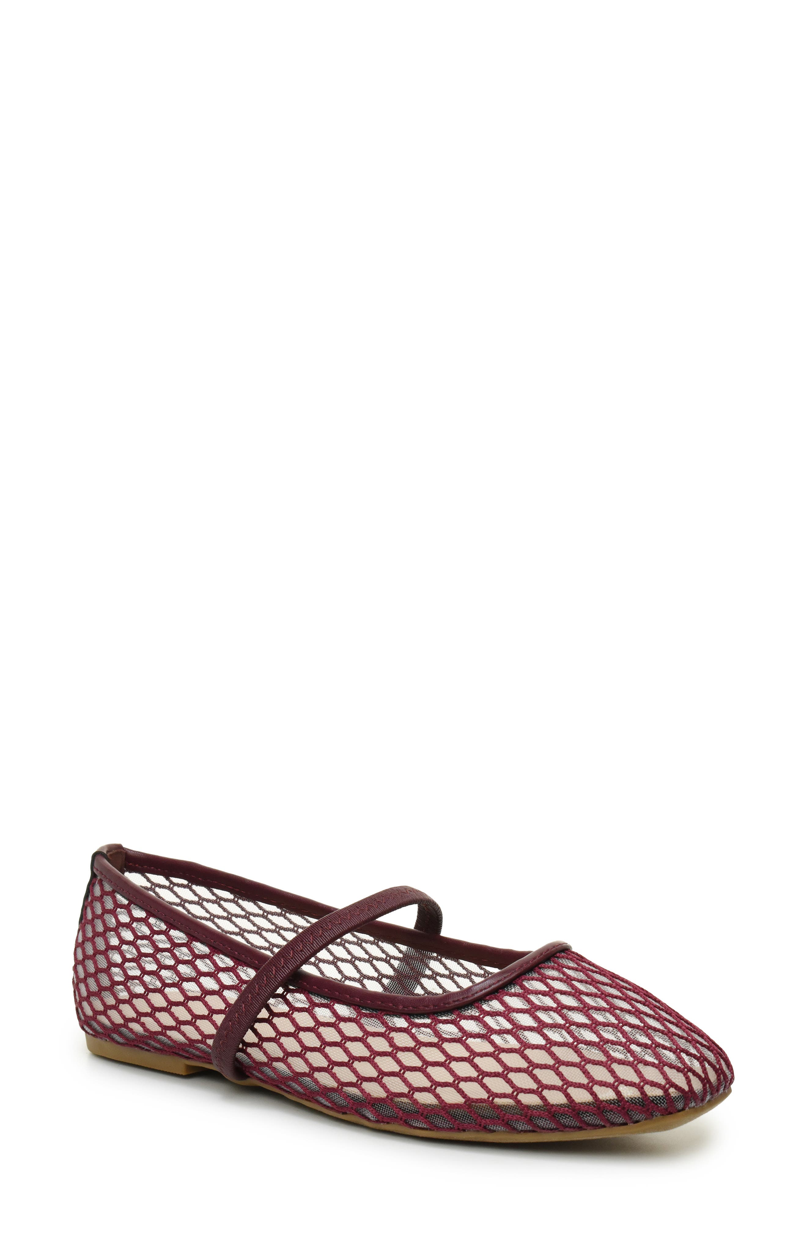 Meshi Mary Jane Flat, Main, color, BURGUNDY