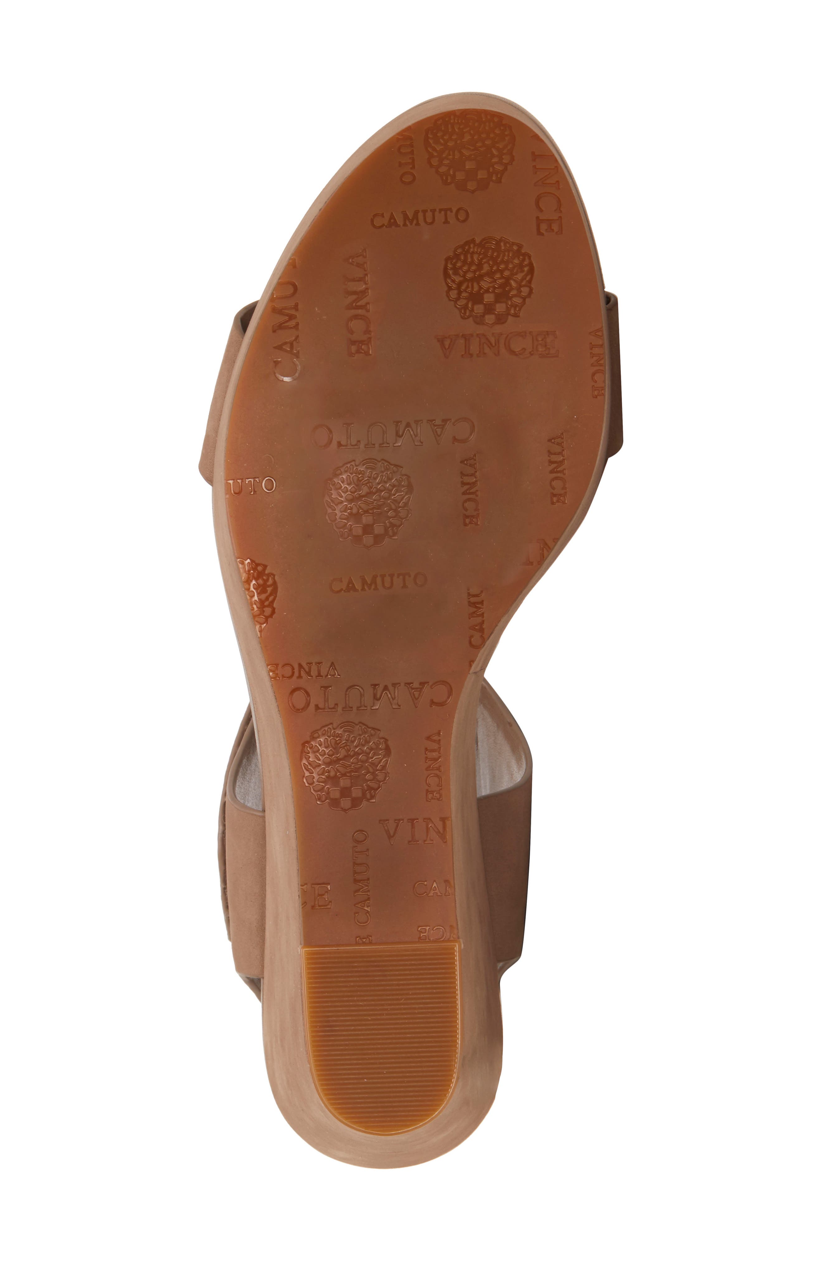 Vince Camuto Velista Platform Wedge Sandal, Alternate, color, Dark Beige Nubuck Leather
