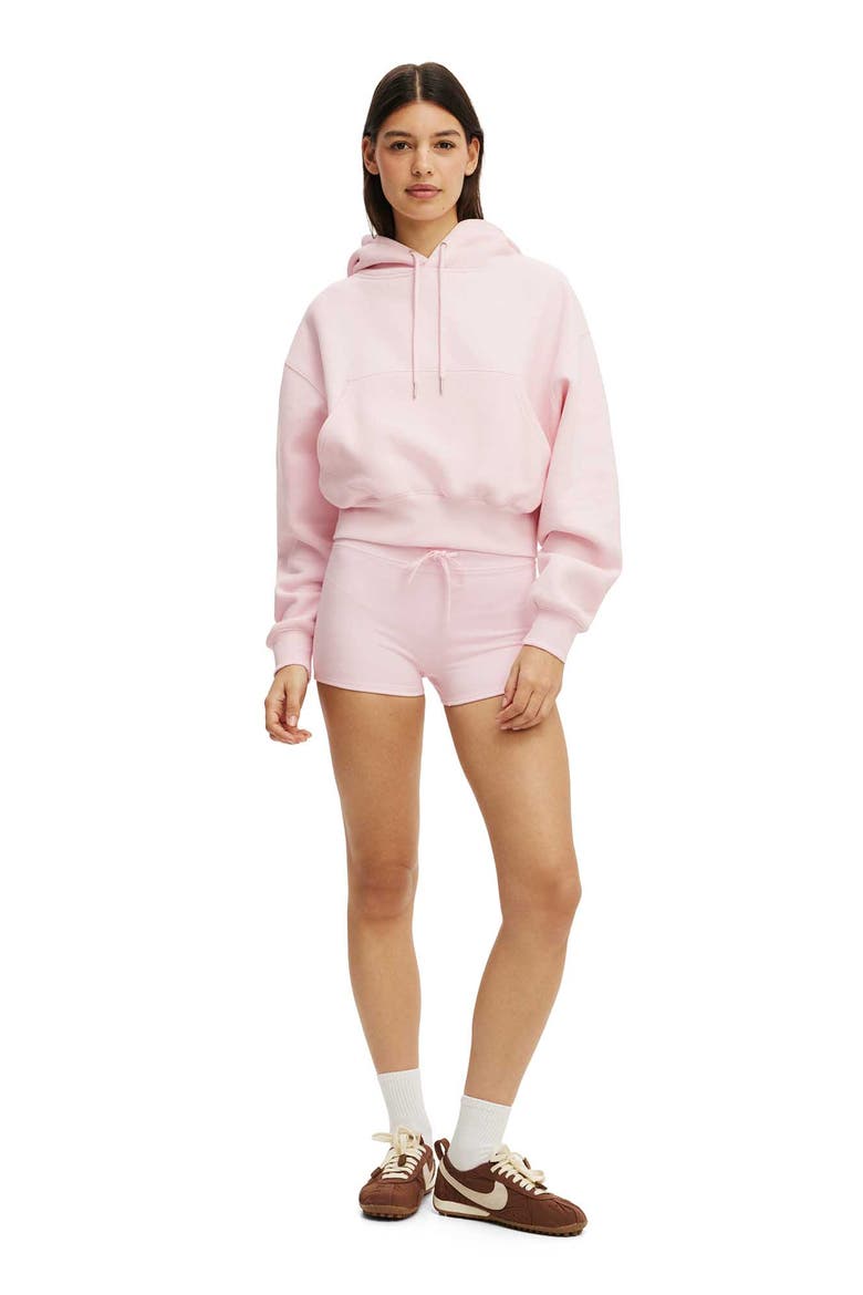 Women's Active Plush Cropped Bubble Hoodie, Alternate, color, Cherry Dream
