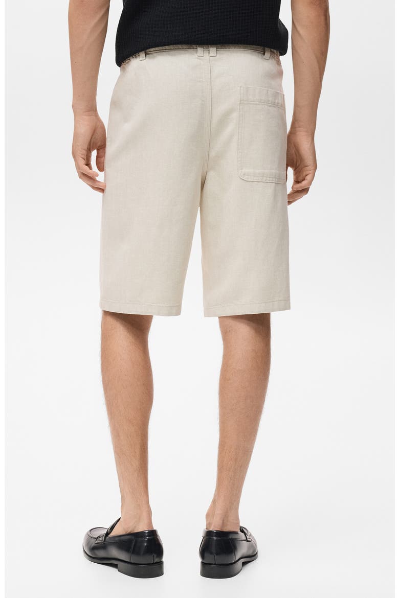 Drawstring Cotton & Linen Bermuda Shorts, Alternate, color, ECRU