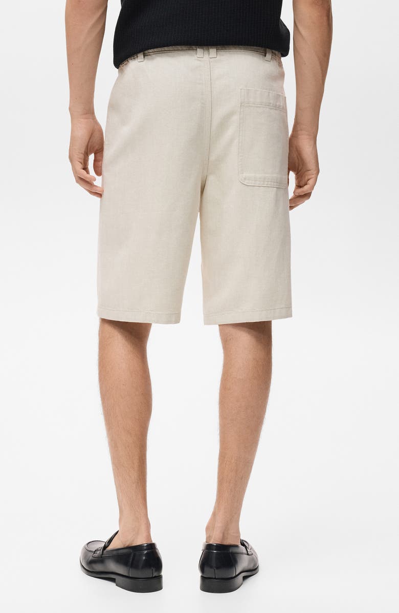 MANGO Drawstring Cotton & Linen Bermuda Shorts, Alternate, color, Ecru
