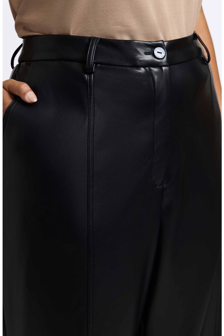 Ciara Wide Leg Faux Leather Pants, Alternate, color, BLACK