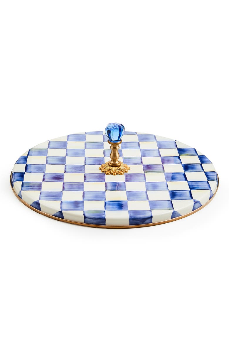 MACKENZIE CHILDS Royal Check Enameled Steel Cheese Course, Main, color, Blue/ White