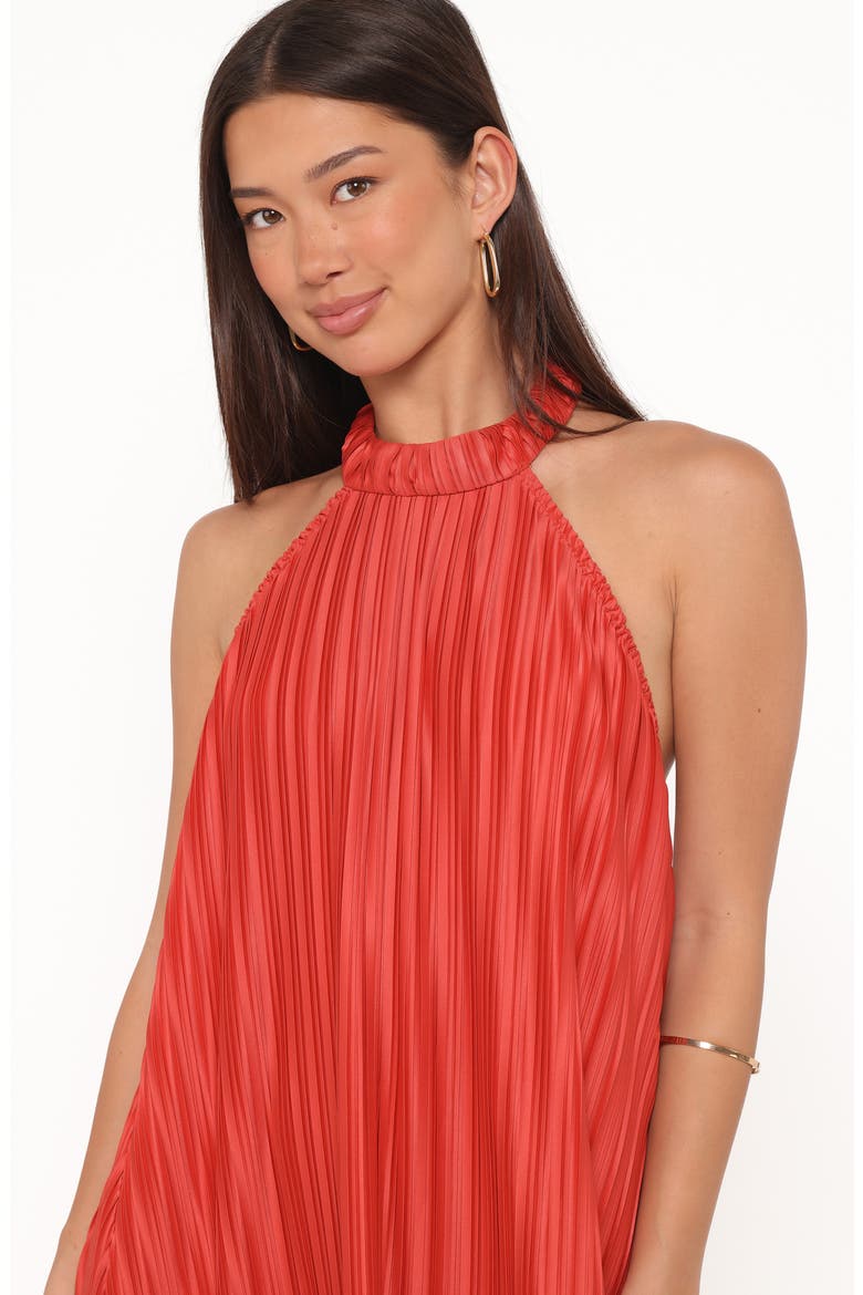 Tyra Plissé Halter Minidress, Alternate, color, RED