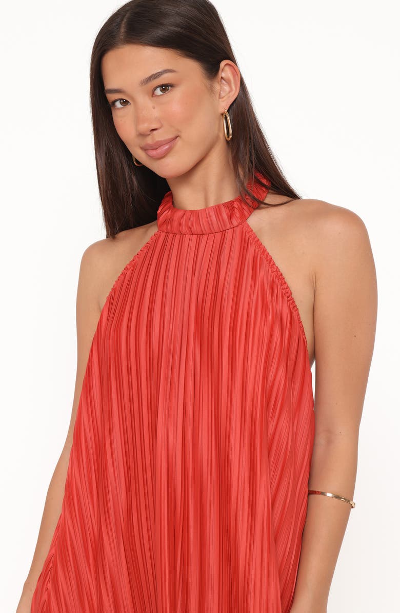 Petal & Pup Tyra Plissé Halter Minidress, Alternate, color, Red