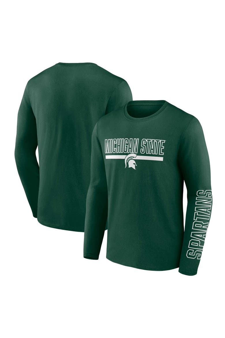 Men's Profile Green Michigan State Spartans Big & Tall Two-Hit Graphic Long Sleeve T-Shirt, Main, color, Green