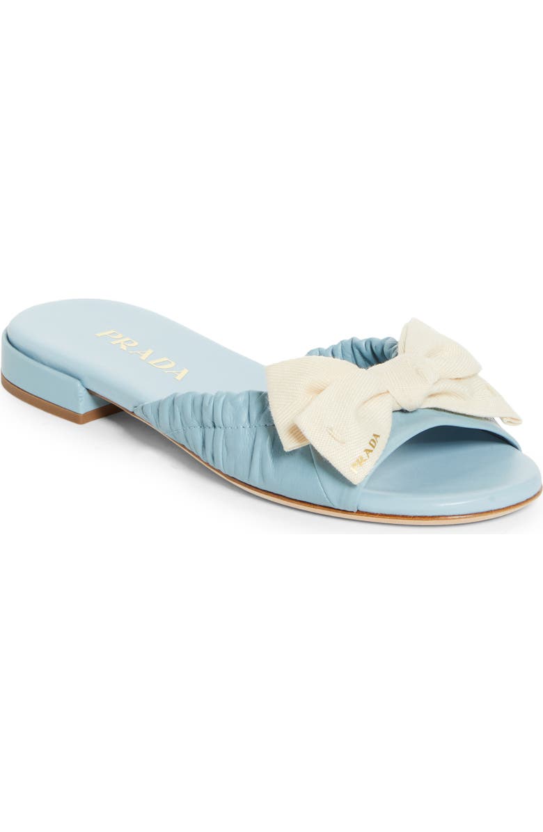 Prada Bow Slide Sandal, Main, color, Lago