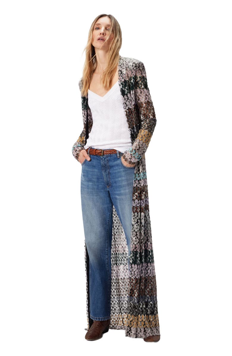 Missoni Long Cardigan With Lace Straps, Main, color, Multicoloured
