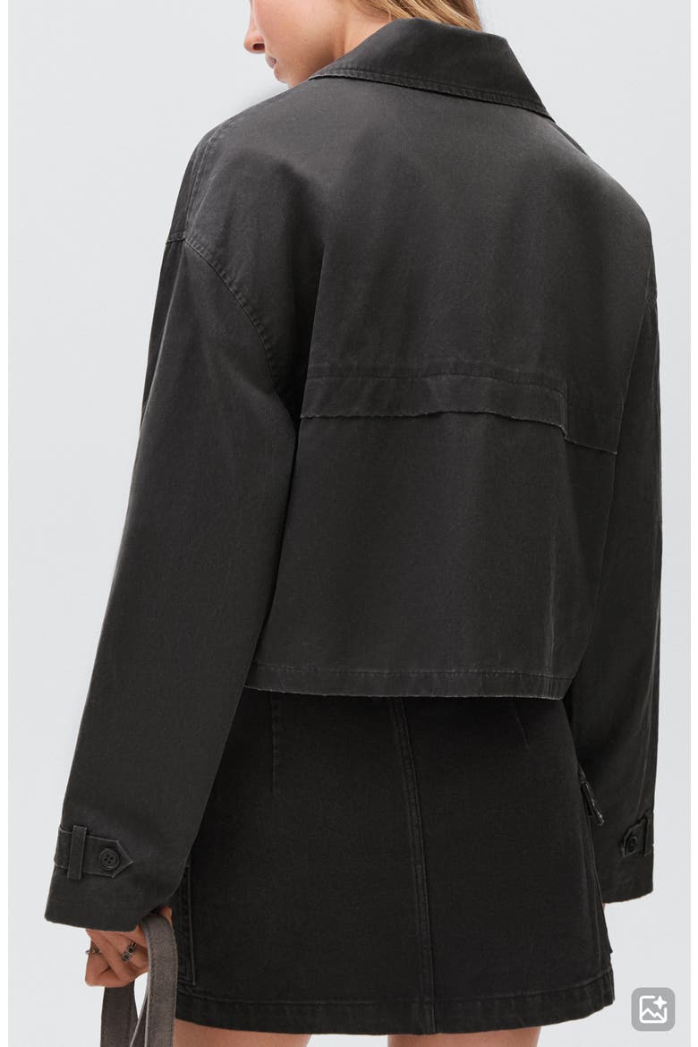 Short Wax Cotton Blend Trench Coat, Alternate, color, CHARCOAL