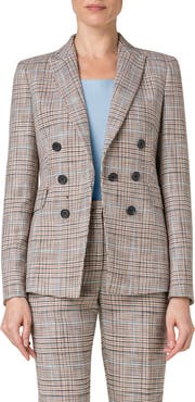 Akris punto Glen Plaid Double Breasted Blazer