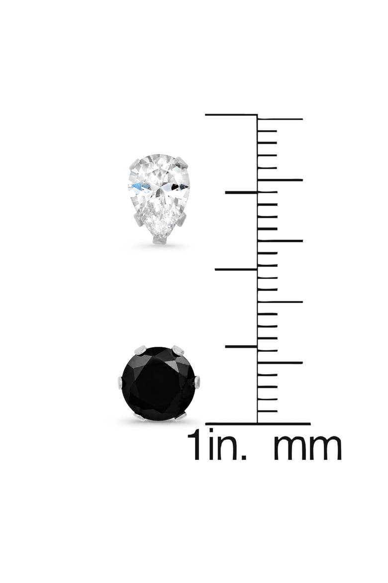 18K Gold Plated Stainless Steel Stud Earrings - Pack of 2, Alternate, color, SILVER/ BLACK