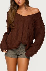 EDIKTED Inga Oversize Cable Stitch Sweater