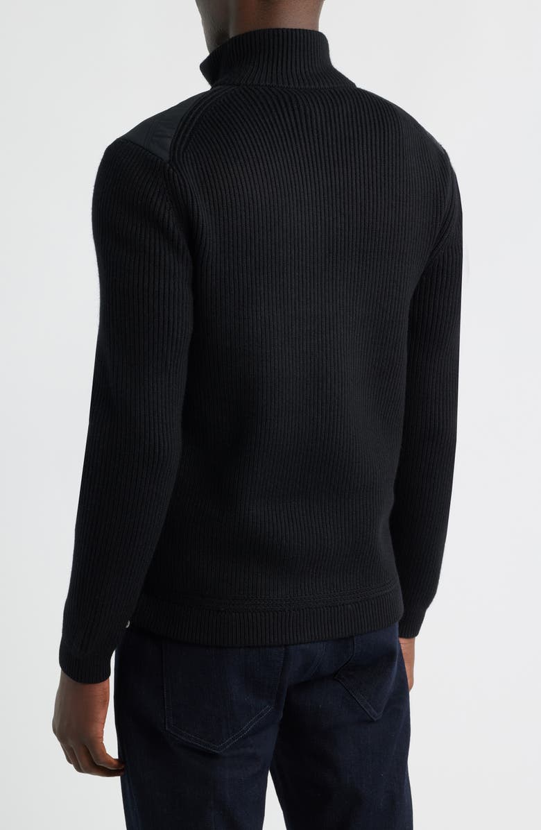 Reiss Townsend Hybrid Quilted & Rib Zip Jacket, Alternate, color, Black