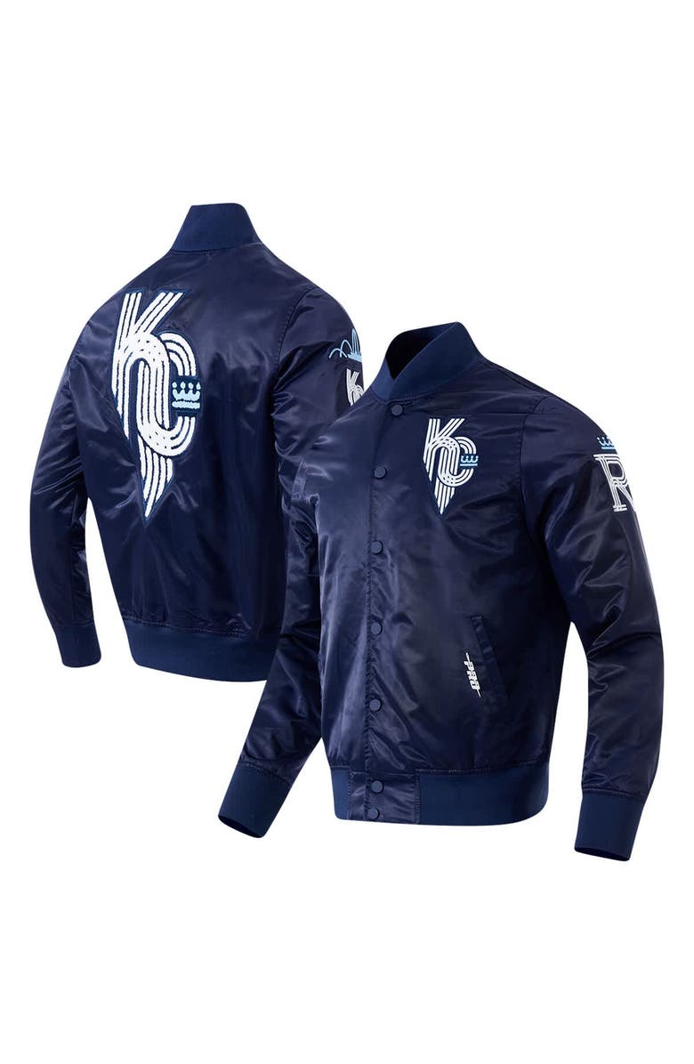 PRO STANDARD Men's Pro Standard Navy Kansas City Royals City Connect Full-Snap Satin Jacket, Alternate, color, 