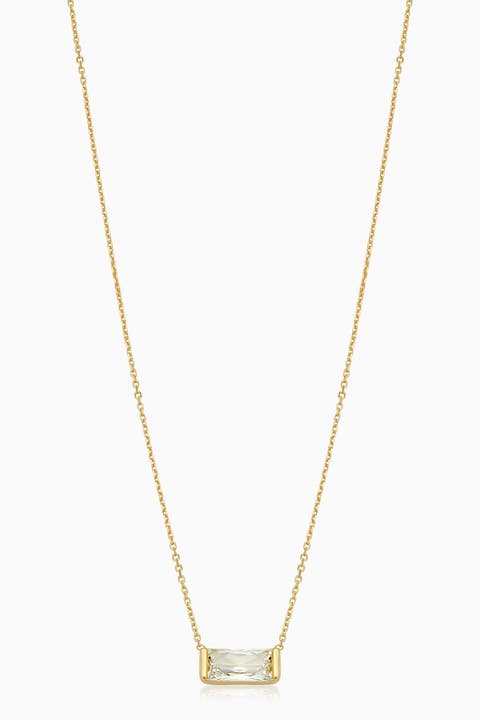 14K Yellow Gold Fresco Baguette Bold Pendant Necklace