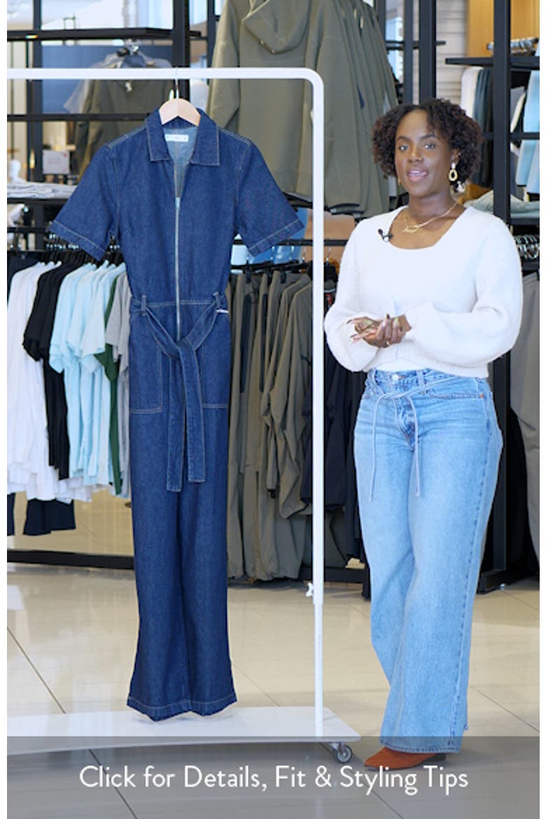 Belted Wide Leg Denim Jumpsuit video