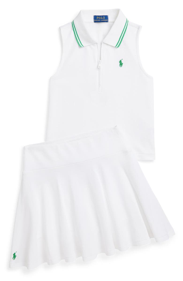 Polo Ralph Lauren Kids' Embroidered Logo Piqué Polo, Alternate, color, White W/ Plato Green
