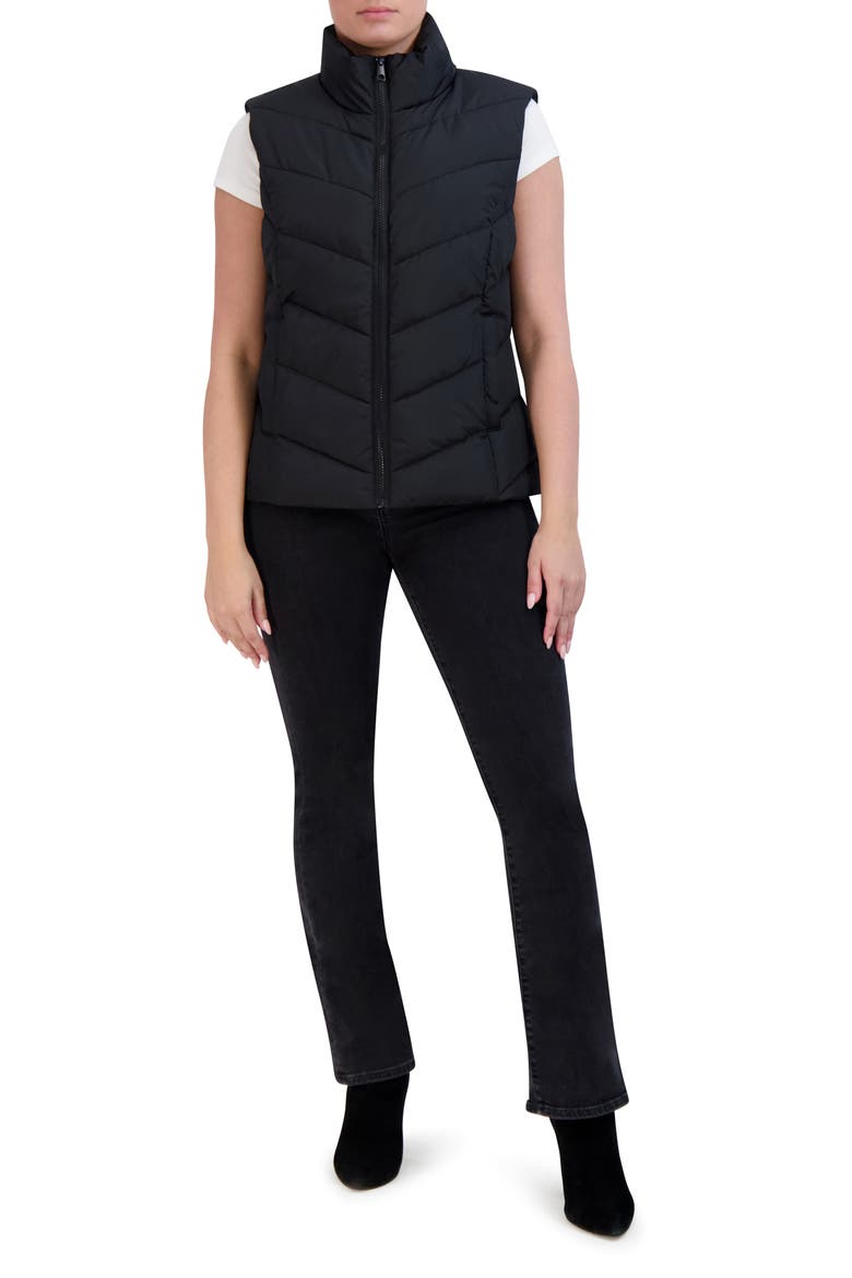 Pongee Puffer Vest, Alternate, color, BLACK