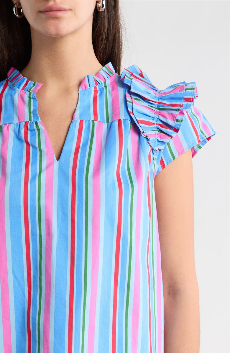 SUGARLIPS Jaimie Stripe Ramona Ruffle Cotton Top, Alternate, color, Pink-Blue-Green