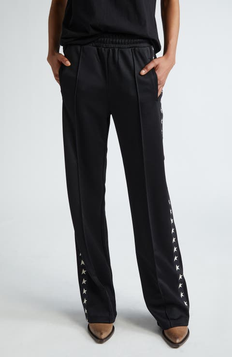 フィットネスボトムス GOLDEN GOOSE Women Training Pants GWP00877P052180203 Black Women's black leggings with mixed stitching