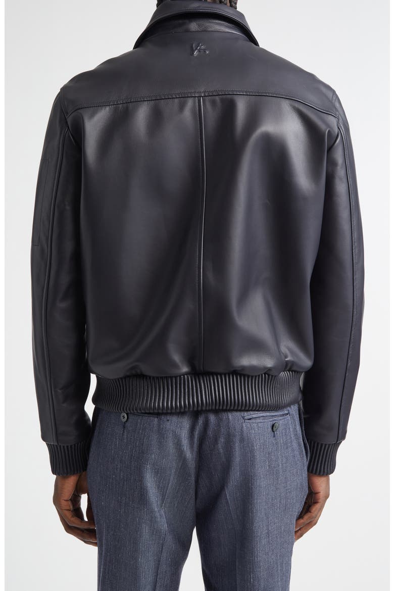 Aviator Lambskin Leather Jacket, Alternate, color, DARK BLUE