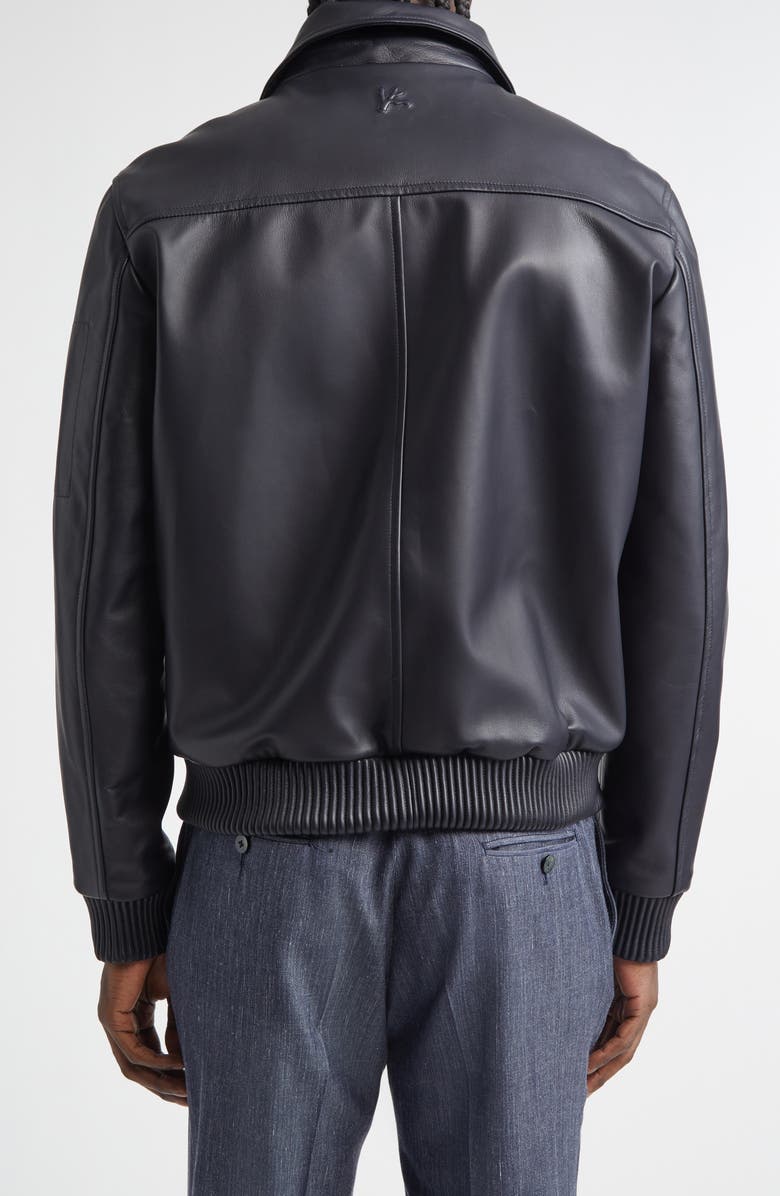 ISAIA Aviator Lambskin Leather Jacket, Alternate, color, Dark Blue