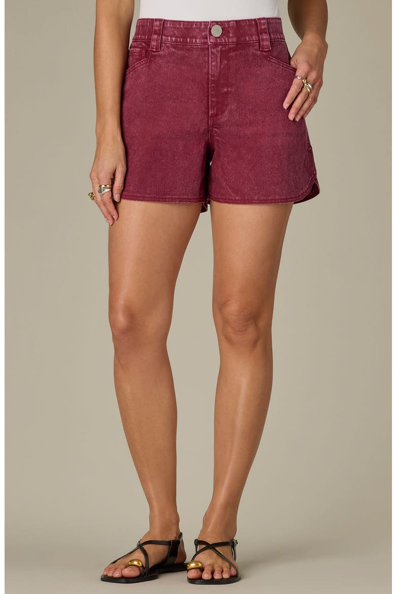 Skyrise Dolphin Hem Denim Shorts, Main, color, SYRAH