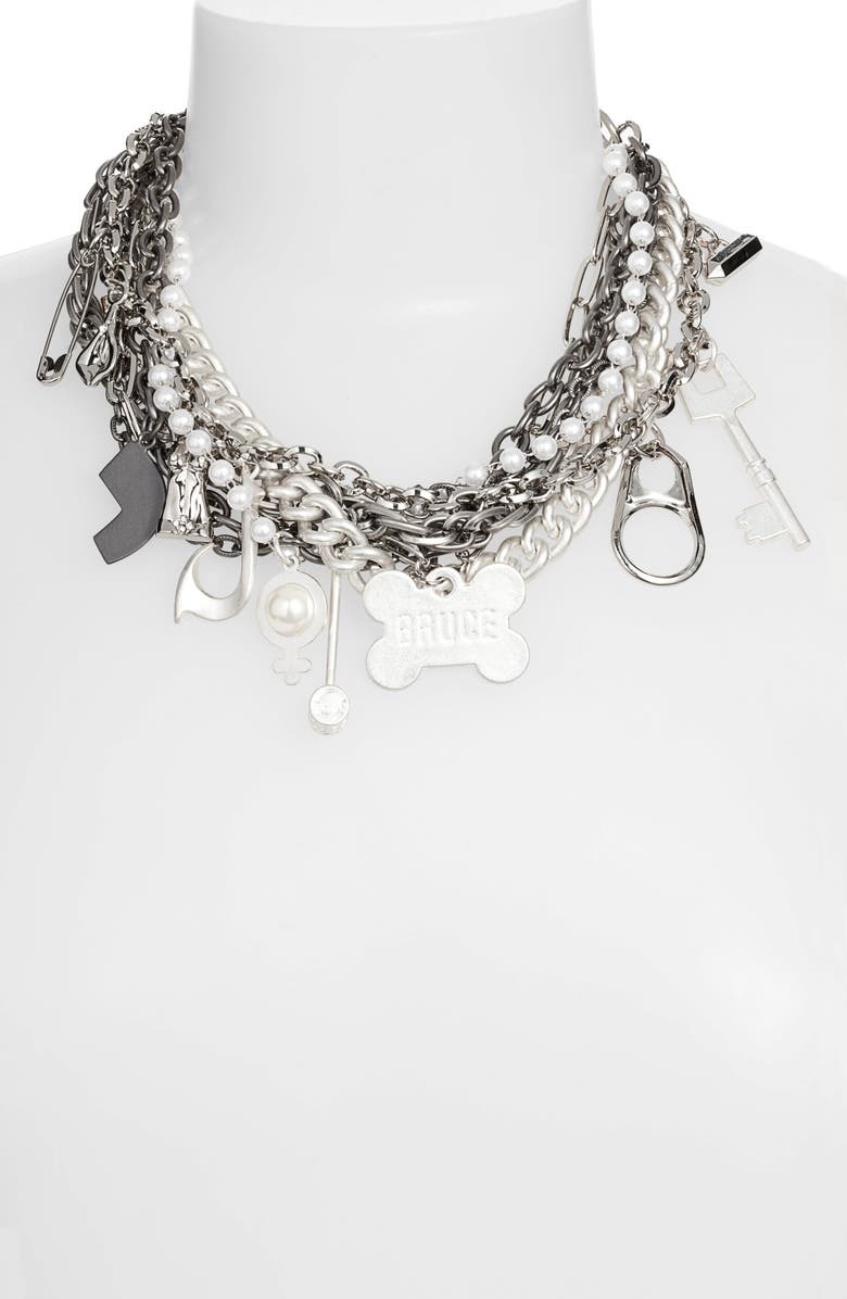 Billie Valentine Birds of Prey Billie Valentine OG Hero Multistrand Imitation Pearl Charm Choker Necklace, Alternate, color, 