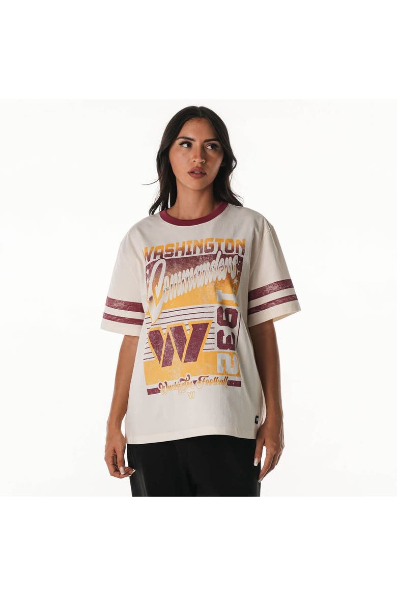 Women's The Wild Collective  Cream Washington Commanders Vintage Drop Shoulder Oversized Boyfriend T-Shirt, Main, color, Cream