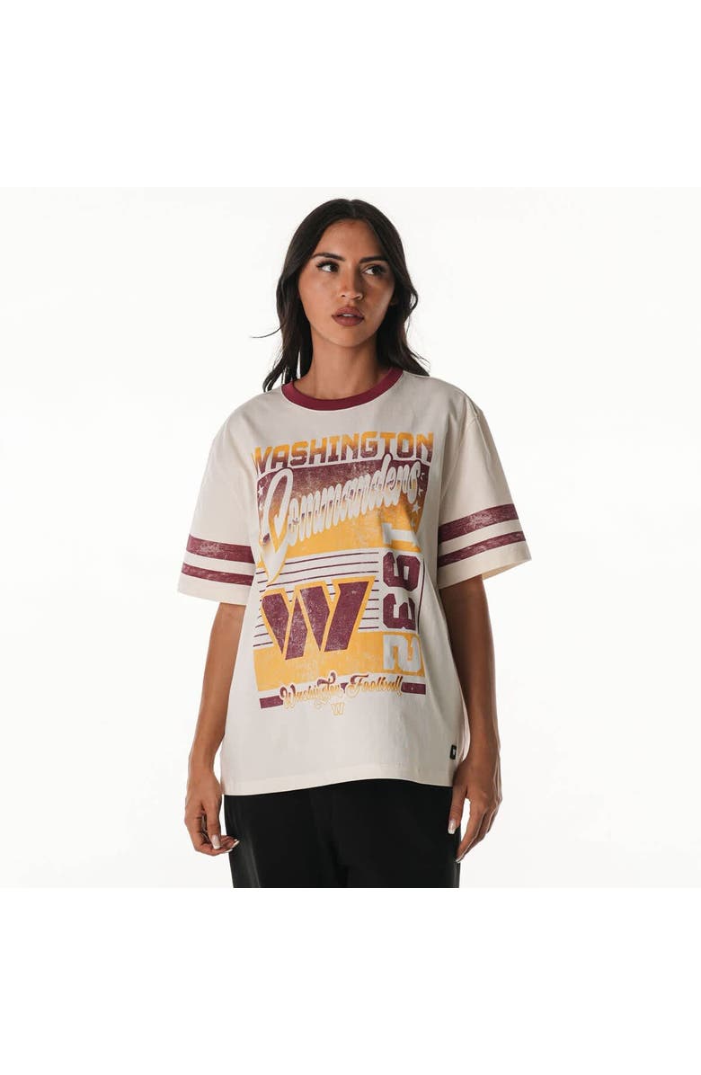 THE WILD COLLECTIVE Women's The Wild Collective Cream Washington Commanders Vintage Drop Shoulder Oversized Boyfriend T-Shirt, Main, color, Cream