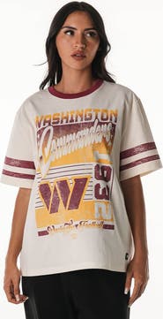 THE WILD COLLECTIVE Women's The Wild Collective  Cream Washington Commanders Vintage Drop Shoulder Oversized Boyfriend T-Shirt