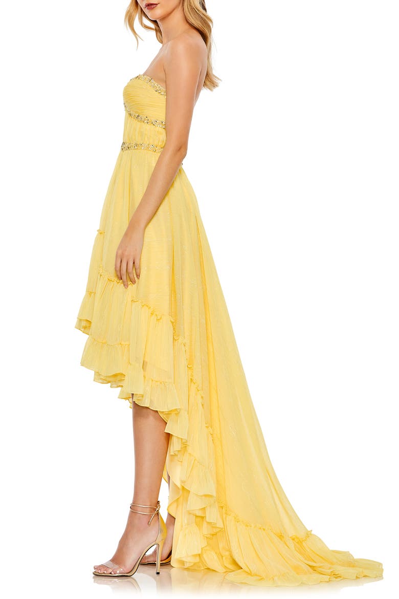 Sweetheart Neck High-Low Gown, Alternate, color, LEMON