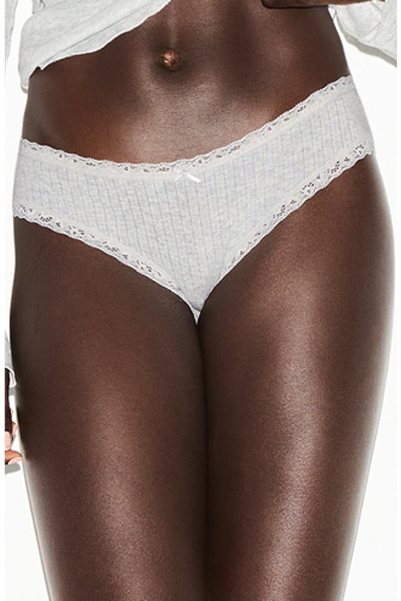 Lightweight Stretch Cotton Pointelle Briefs, Main, color, LIGHT HEATHER GREY