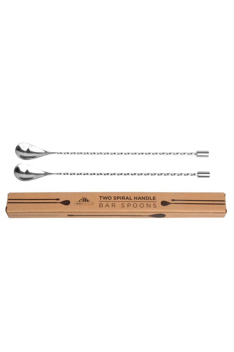 Stainless Steel Bar Spoons, Set of 2 with Spiral Handles, Main, color, Stainless Steel