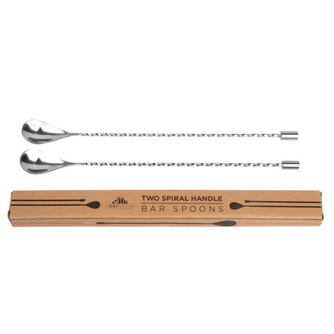 Stainless Steel Bar Spoons, Set of 2 with Spiral Handles