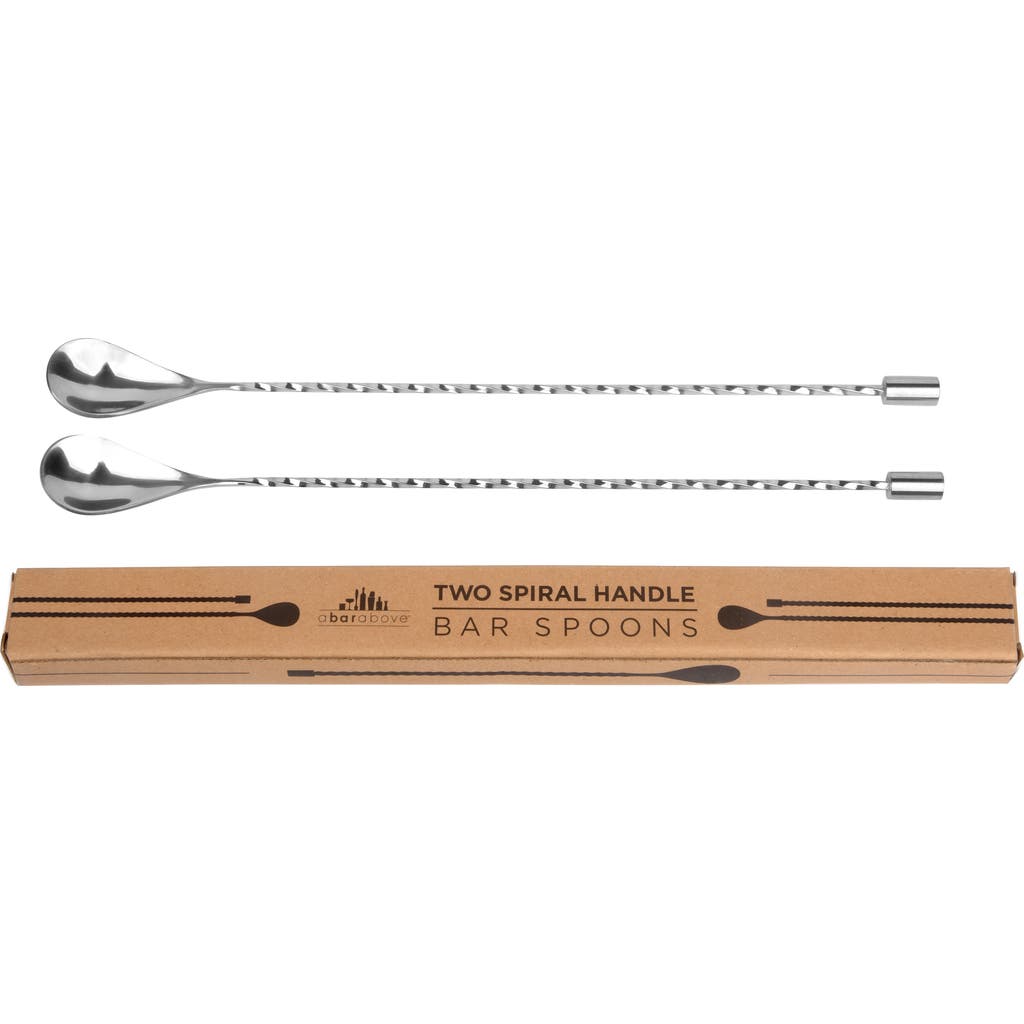 A Bar Above Stainless Steel Bar Spoons, Set Of 2 With Spiral Handles In Stainless Steel