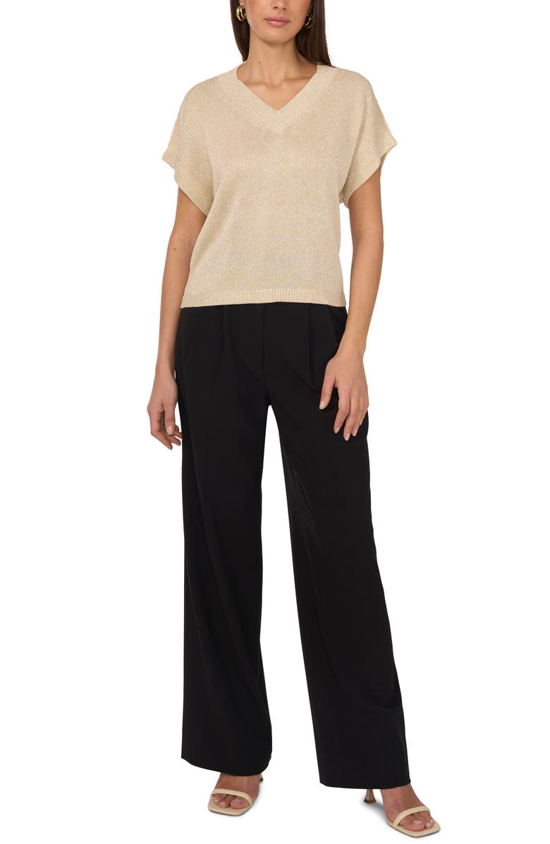 Vince Camuto Metallic V-Neck Sweater, Alternate, color,