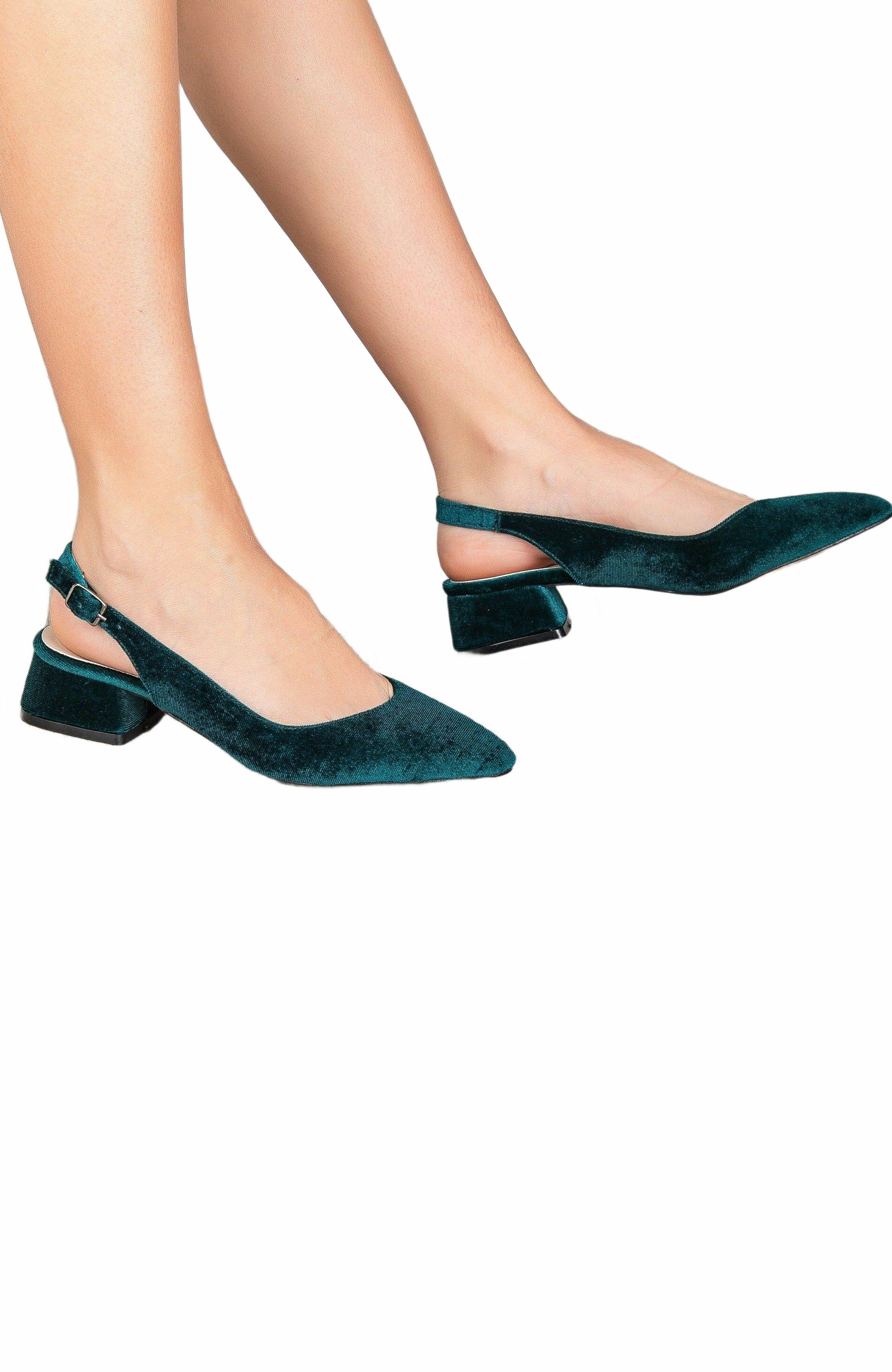 Forever & Always Shoes Emma Slingback Flat Heels, Alternate, color, Green