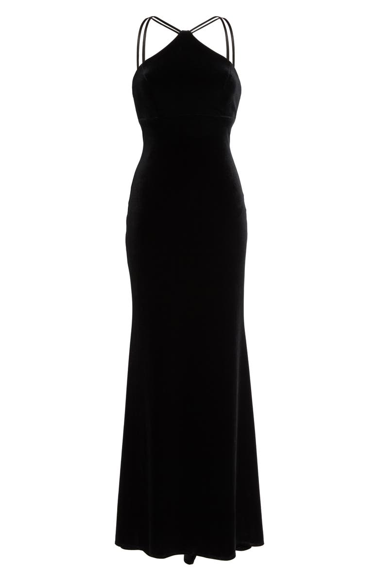 Xscape Evenings Xscape Halter Velvet Mermaid Gown, Alternate, color,