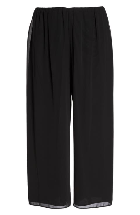 Wide Leg Chiffon Pants (Plus Size)