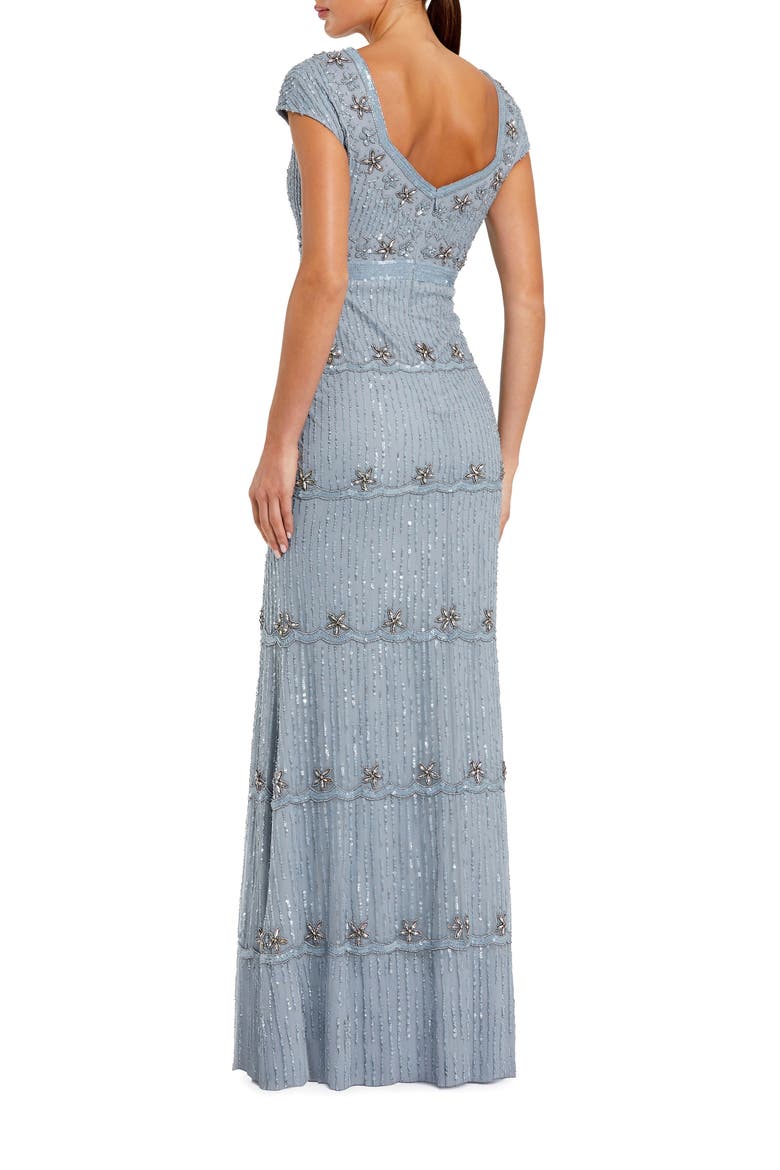 Cap Sleeve Embellished Column Gown, Alternate, color, Powder Blue