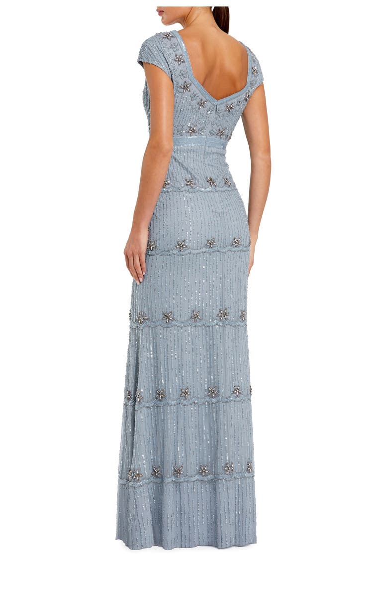 Mac Duggal Beaded Sweetheart Neck Sequin Cap Sleeve Gown, Alternate, color, Powder Blue