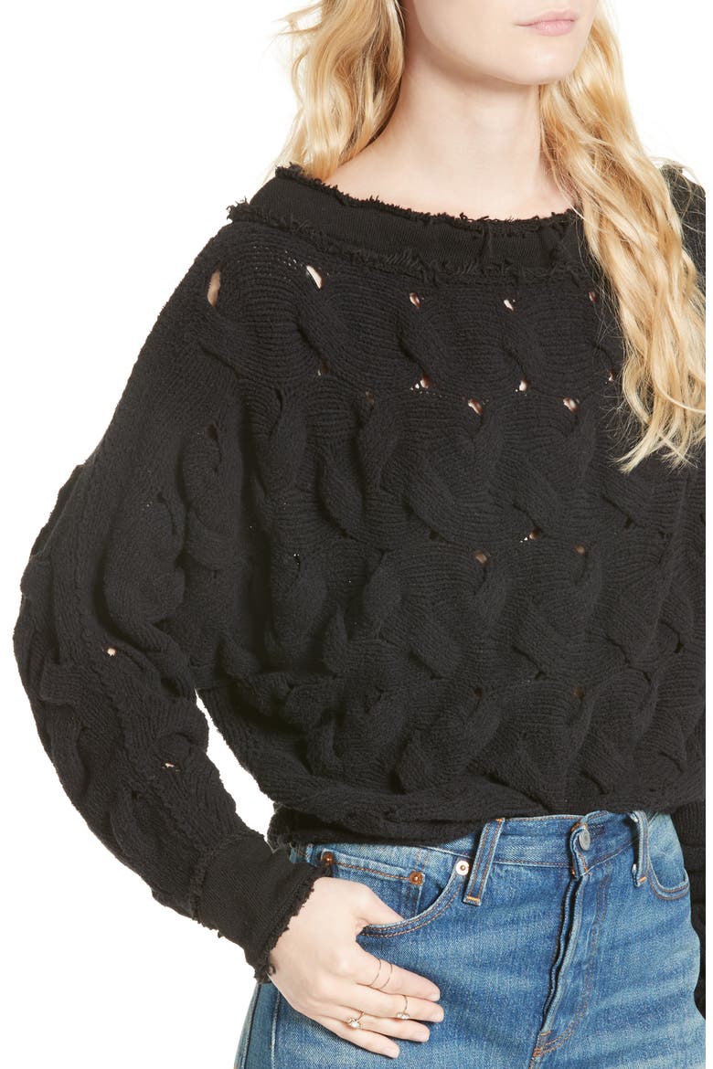 Desert Sands Cable Pullover, Alternate, color, BLACK